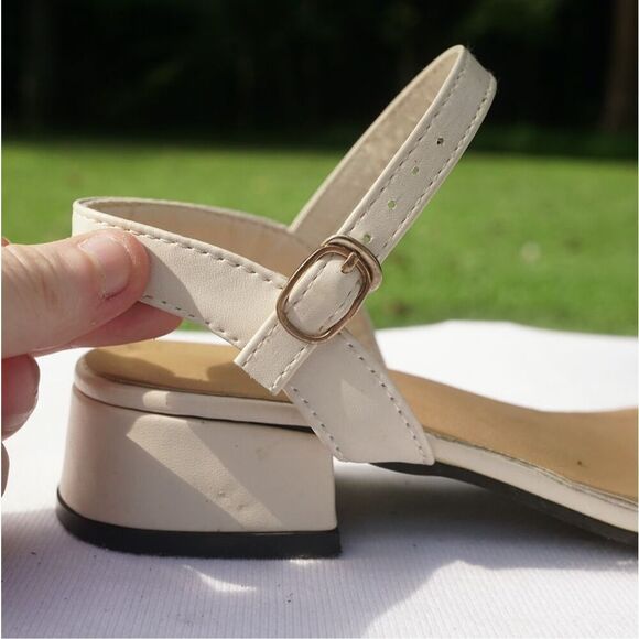 Chic Ivory White Strappy Low Block Heel Sandals - Picture 4 of 7
